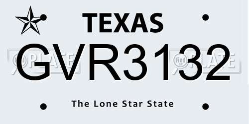GVR3132 Texas License Plate