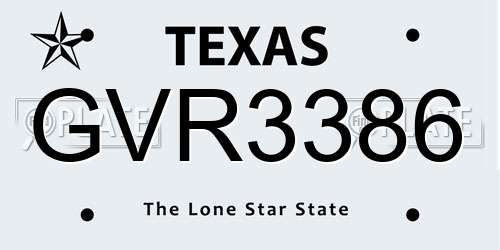 GVR3386 Texas License Plate