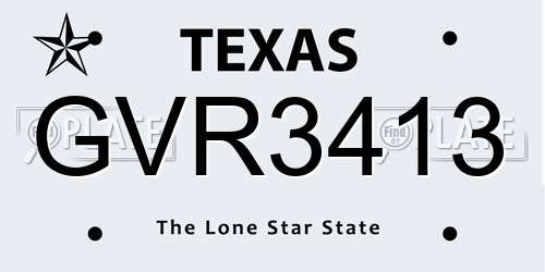 GVR3413 Texas License Plate