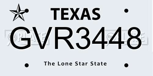 GVR3448 Texas License Plate