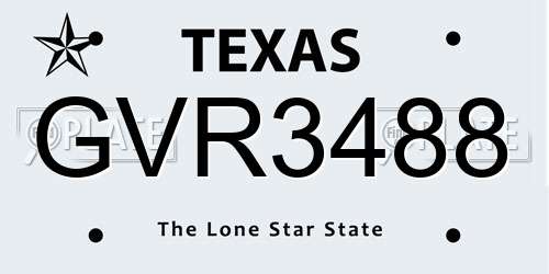 GVR3488 Texas License Plate