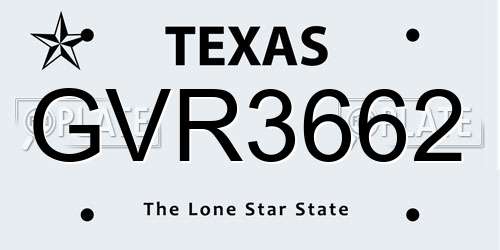 GVR3662 Texas License Plate