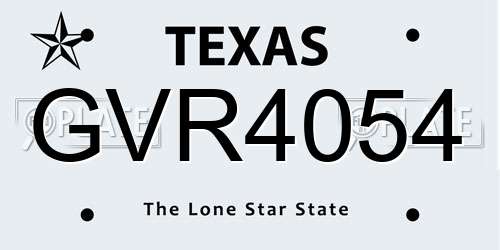 GVR4054 Texas License Plate