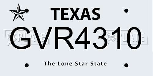 GVR4310 Texas License Plate