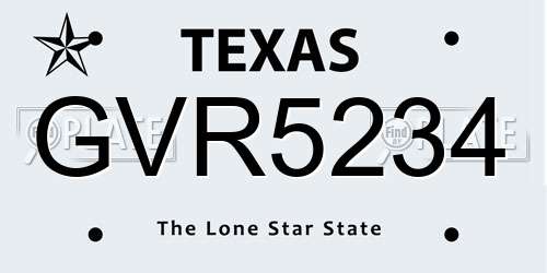 GVR5234 Texas License Plate
