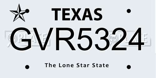 GVR5324 Texas License Plate