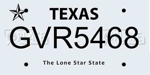 GVR5468 Texas License Plate