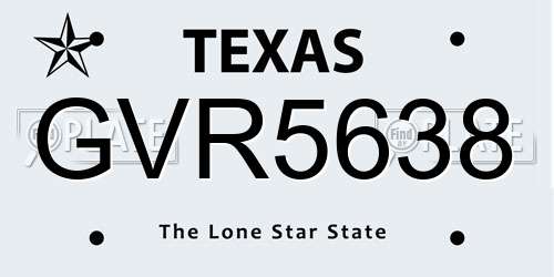 GVR5638 Texas License Plate