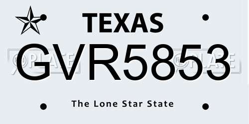 GVR5853 Texas License Plate