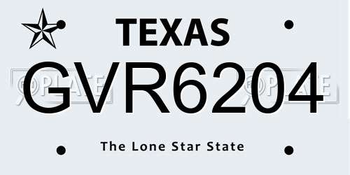 GVR6204 Texas License Plate