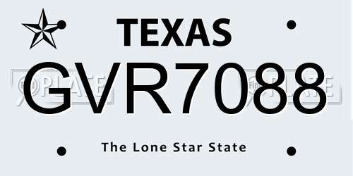 GVR7088 Texas License Plate