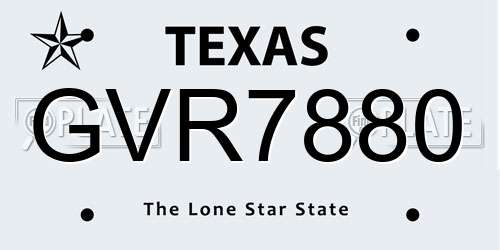 GVR7880 Texas License Plate