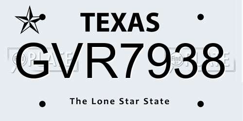 GVR7938 Texas License Plate