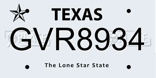 GVR8934 Texas License Plate
