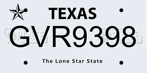 GVR9398 Texas License Plate