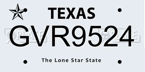 GVR9524 Texas License Plate