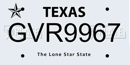 GVR9967 Texas License Plate
