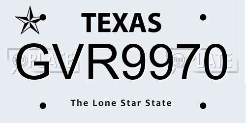 GVR9970 Texas License Plate