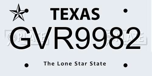 GVR9982 Texas License Plate