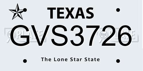 GVS3726 Texas License Plate