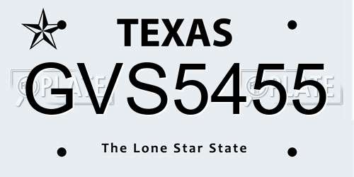 GVS5455 Texas License Plate