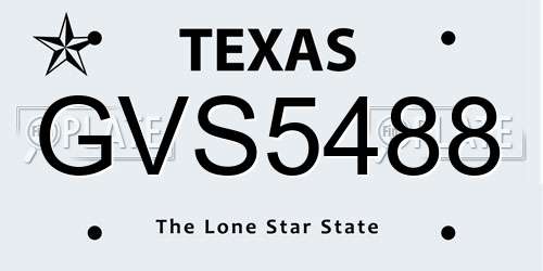 GVS5488 Texas License Plate