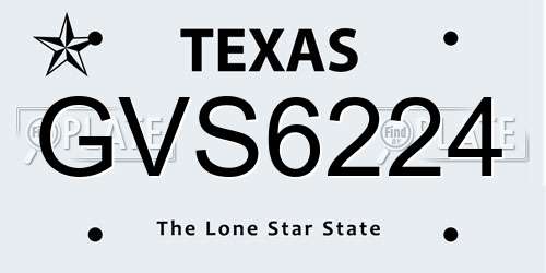 GVS6224 Texas License Plate