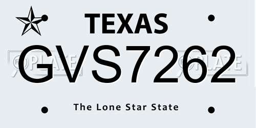 GVS7262 Texas License Plate