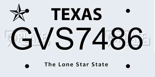 GVS7486 Texas License Plate