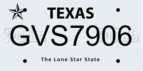 GVS7906 Texas License Plate
