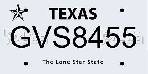 GVS8455 Texas License Plate