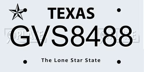 GVS8488 Texas License Plate