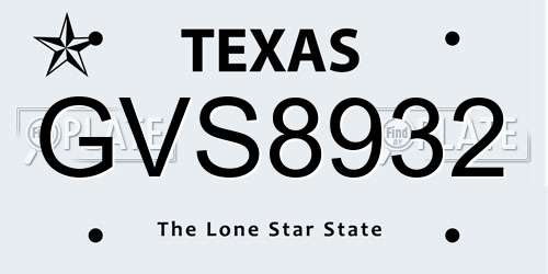 GVS8932 Texas License Plate