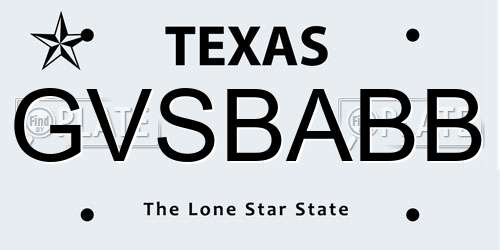 GVSBABB Texas License Plate