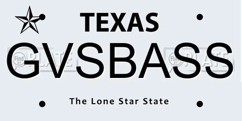 GVSBASS Texas License Plate