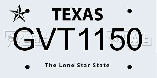 GVT1150 Texas License Plate