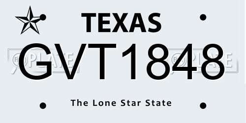GVT1848 Texas License Plate