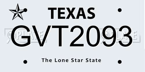 GVT2093 Texas License Plate