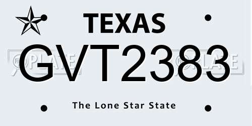GVT2383 Texas License Plate