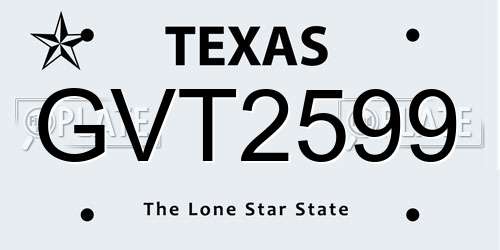 GVT2599 Texas License Plate