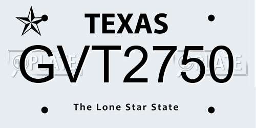GVT2750 Texas License Plate