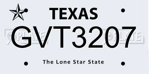 GVT3207 Texas License Plate