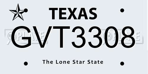 GVT3308 Texas License Plate