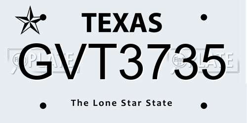GVT3735 Texas License Plate