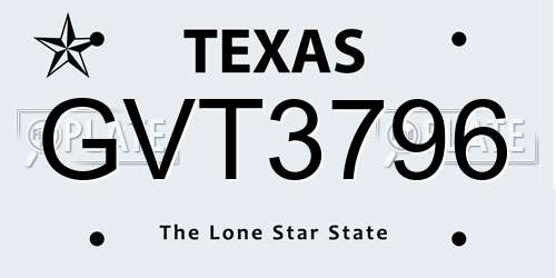 GVT3796 Texas License Plate