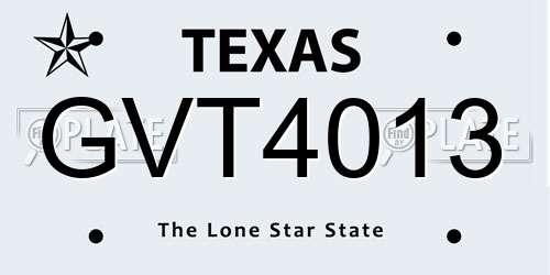 GVT4013 Texas License Plate