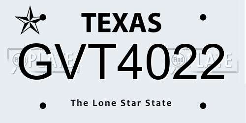 GVT4022 Texas License Plate