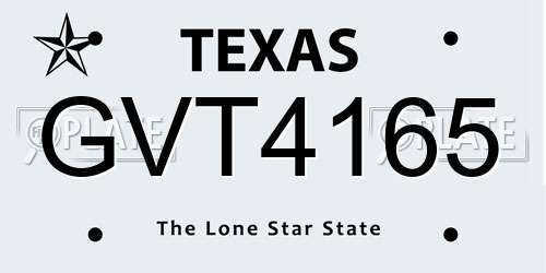 GVT4165 Texas License Plate