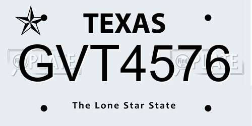GVT4576 Texas License Plate