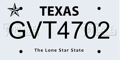 GVT4702 Texas License Plate